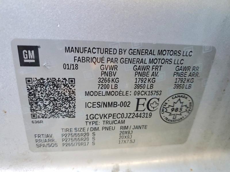 Aukcja sprzedaży 2018 Chevrolet Silverado, vin: 1GCVKPEC0JZ244319, numer aukcji: 74376545