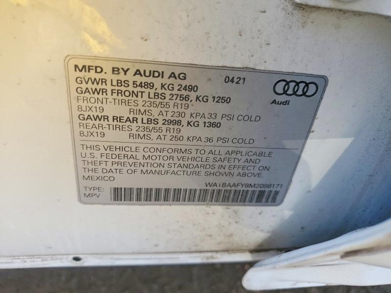 2021 Audi Q5 მანქანა იყიდება აუქციონზე, vin: WA1BAAFY8M2086171, აუქციონის ნომერი: 77314935
