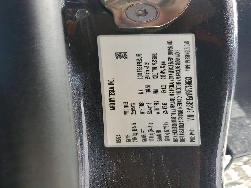 77227615 :رقم المزاد ، 5YJ3E1EA1RF759633 vin ، 2024 Tesla Model 3 مزاد بيع