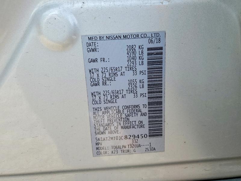 Aukcja sprzedaży 2018 Nissan Rogue, vin: 5N1AT2MT0JC829450, numer aukcji: 77778555