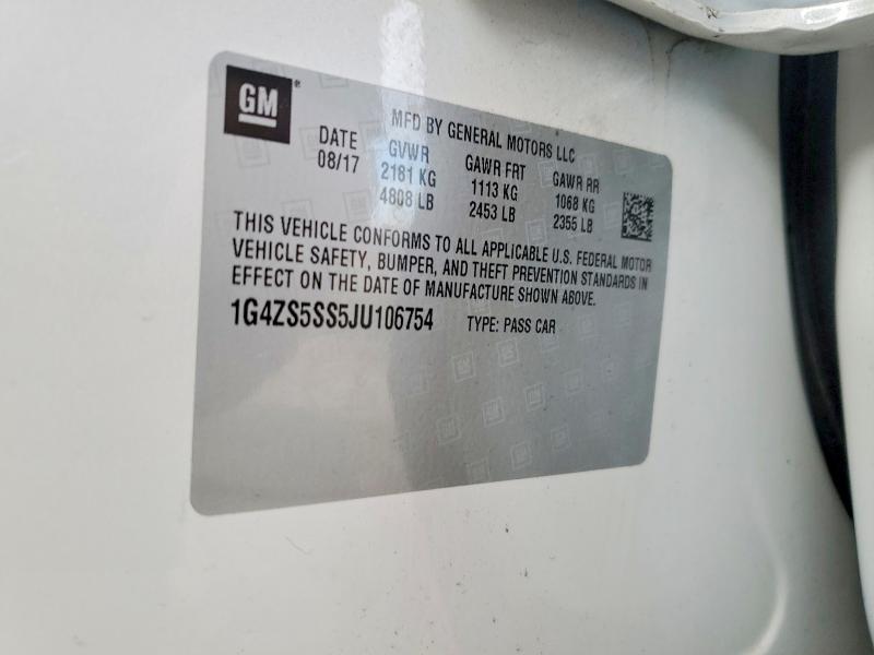 76609205 :رقم المزاد ، 1G4ZS5SS5JU106754 vin ، 2018 Buick Lacrosse مزاد بيع