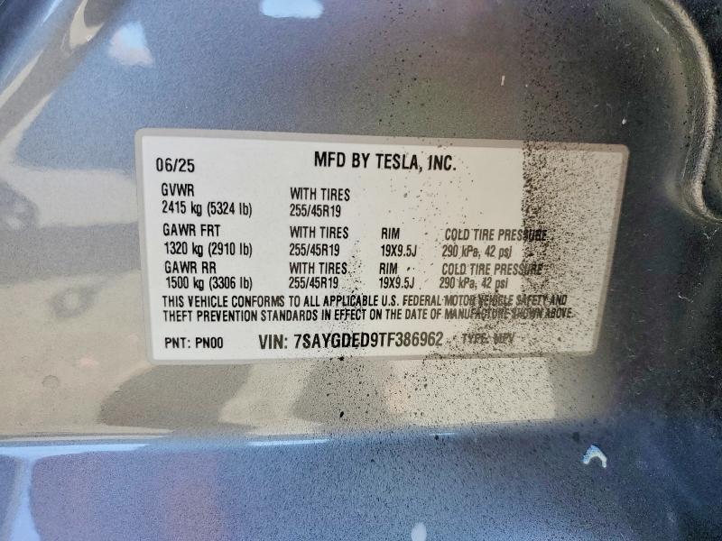 79480845 :رقم المزاد ، 7SAYGDED9TF386962 vin ، 2026 Tesla Model Y مزاد بيع