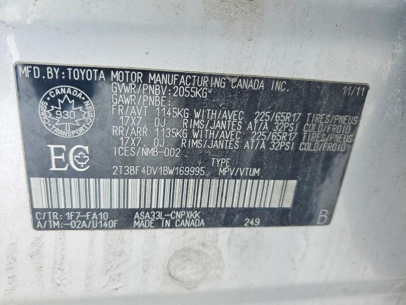 Продажа на аукционе авто 2011 Toyota Rav4, vin: 2T3BF4DV1BW169995, номер лота: 78128585