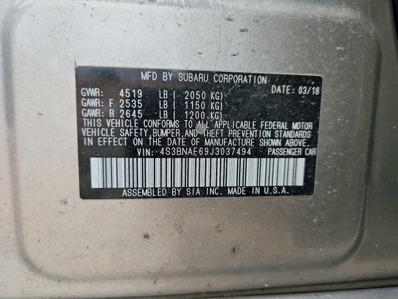 Aukcja sprzedaży 2018 Subaru Legacy 2.5, vin: 4S3BNAF69J3037494, numer aukcji: 75850625