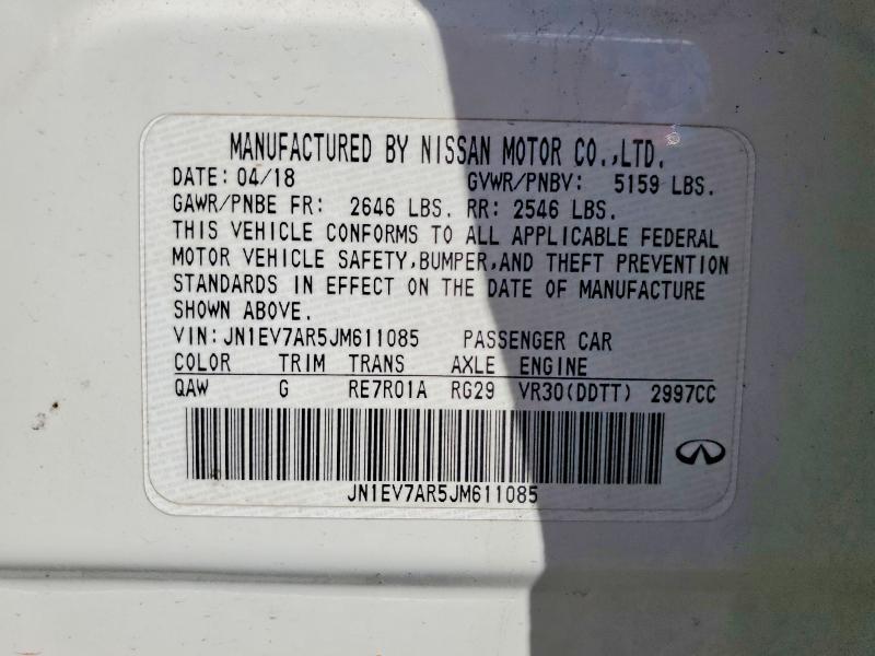 Продаж на аукціоні авто 2018 Infiniti Q50, vin: JN1EV7AR5JM611085, номер лоту: 77775465