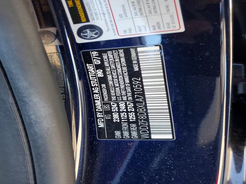 76319635 :رقم المزاد ، WDDZF8DBXLA710592 vin ، 2020 Mercedes-benz E مزاد بيع