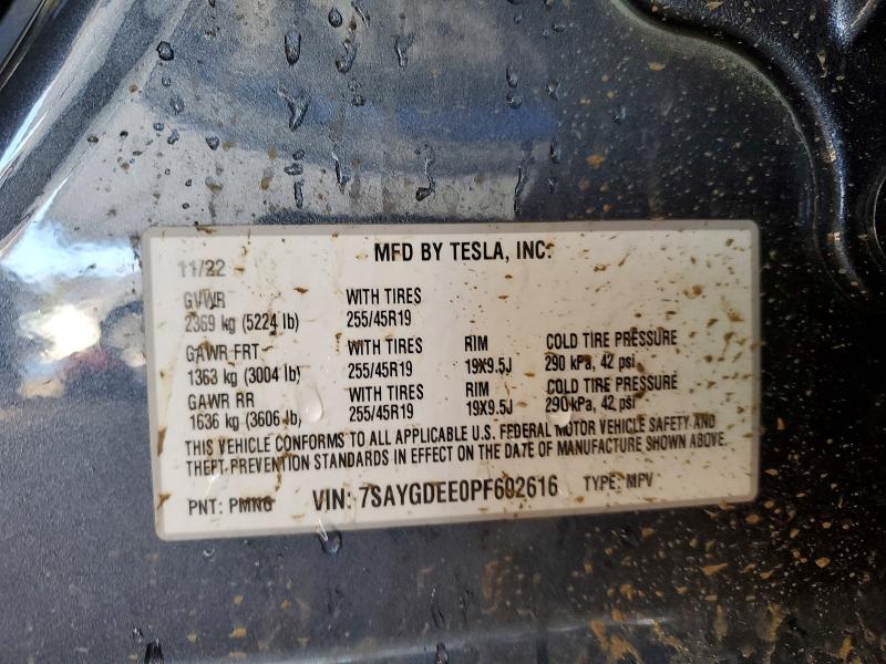 Продаж на аукціоні авто 2023 Tesla Model Y, vin: 7SAYGDEE0PF602616, номер лоту: 77810005