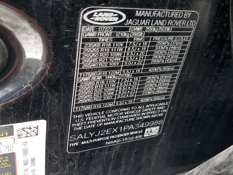 Продаж на аукціоні авто 2023 Land Rover Range Rover Velar, vin: SALYJ2EX1PA349988, номер лоту: 75655355