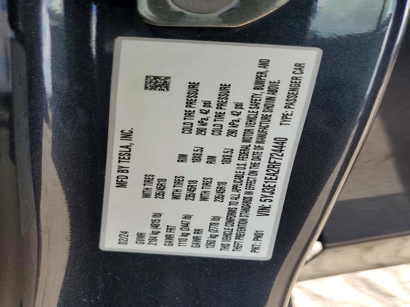 77884545 :رقم المزاد ، 5YJ3E1EA2RF724440 vin ، 2024 Tesla Model 3 مزاد بيع