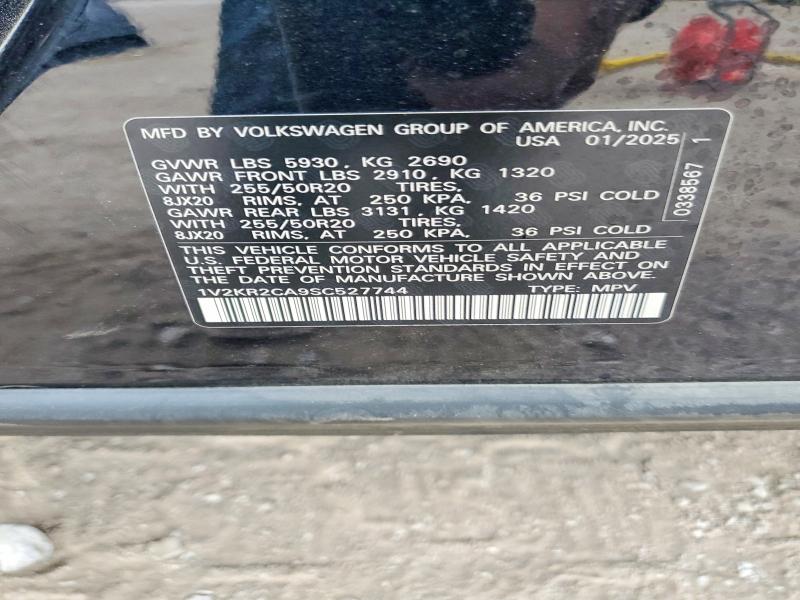 2025 Volkswagen Atlas მანქანა იყიდება აუქციონზე, vin: 1V2KR2CA9SC527744, აუქციონის ნომერი: 77993005