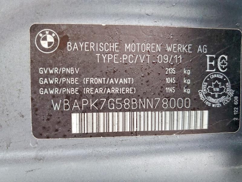 2011 Bmw 328 მანქანა იყიდება აუქციონზე, vin: WBAPK7G58BNN78000, აუქციონის ნომერი: 78254135