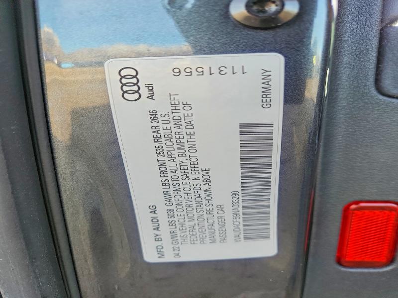 2022 Audi A5 მანქანა იყიდება აუქციონზე, vin: WAUDACF59NA033290, აუქციონის ნომერი: 77781015