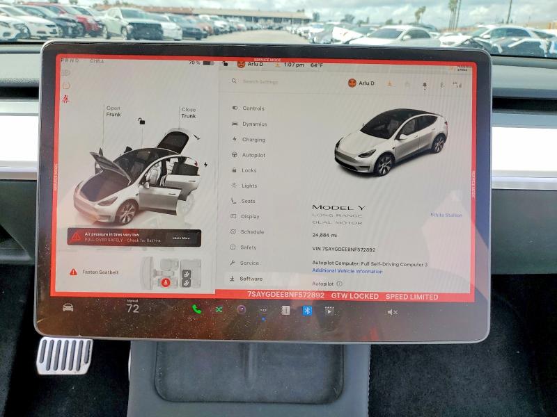Продаж на аукціоні авто 2022 Tesla Model Y, vin: 7SAYGDEE8NF572892, номер лоту: 76982795