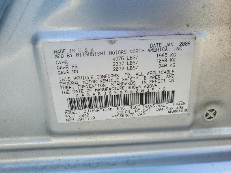 Продаж на аукціоні авто 2009 Mitsubishi Galant, vin: 4A3AB36FX9E003576, номер лоту: 77120655