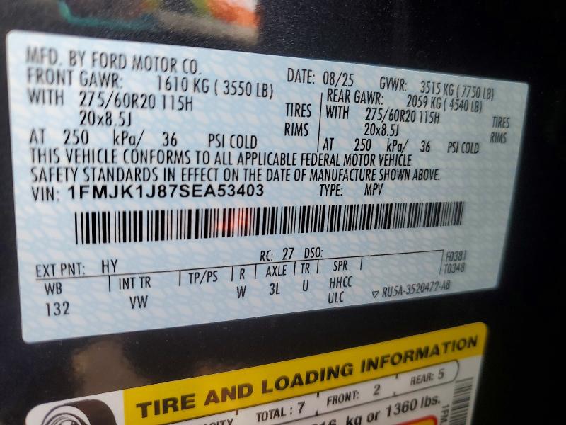 Продаж на аукціоні авто 2025 Ford Expedition, vin: 1FMJK1J87SEA53403, номер лоту: 76719295