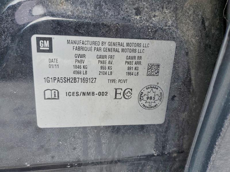 Aukcja sprzedaży 2011 Chevrolet Cruze, vin: 1G1PA5SH2B7169127, numer aukcji: 79017485