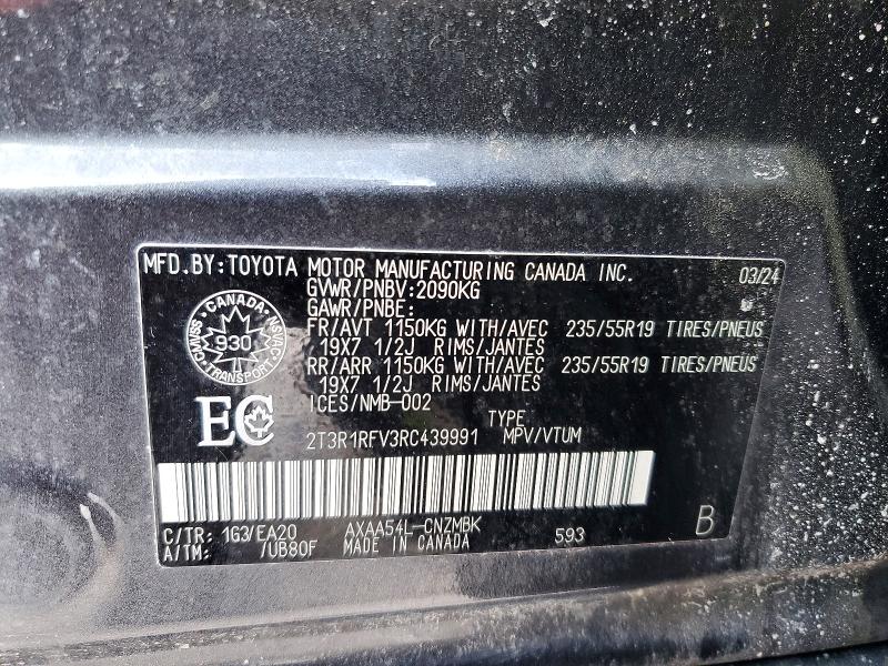 Продажа на аукционе авто 2024 Toyota Rav4, vin: 2T3R1RFV3RC439991, номер лота: 74775105
