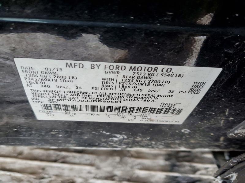 Продаж на аукціоні авто 2018 Ford Edge, vin: 2FMPK4J93JBB50581, номер лоту: 75457835