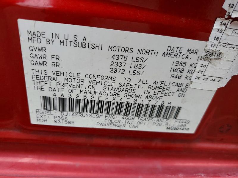 Продаж на аукціоні авто 2010 Mitsubishi Galant, vin: 4A32B2FFXAE017786, номер лоту: 76770915