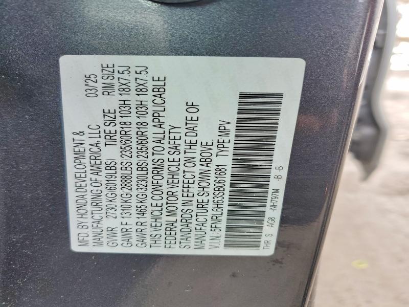 77549985 :رقم المزاد ، 5FNRL6H63SB061681 vin ، 2025 Honda Odyssey مزاد بيع