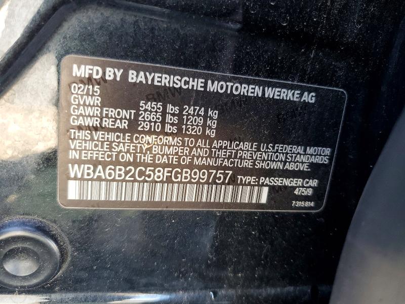 Aukcja sprzedaży 2015 Bmw 650, vin: WBA6B2C58FGB99757, numer aukcji: 75497135
