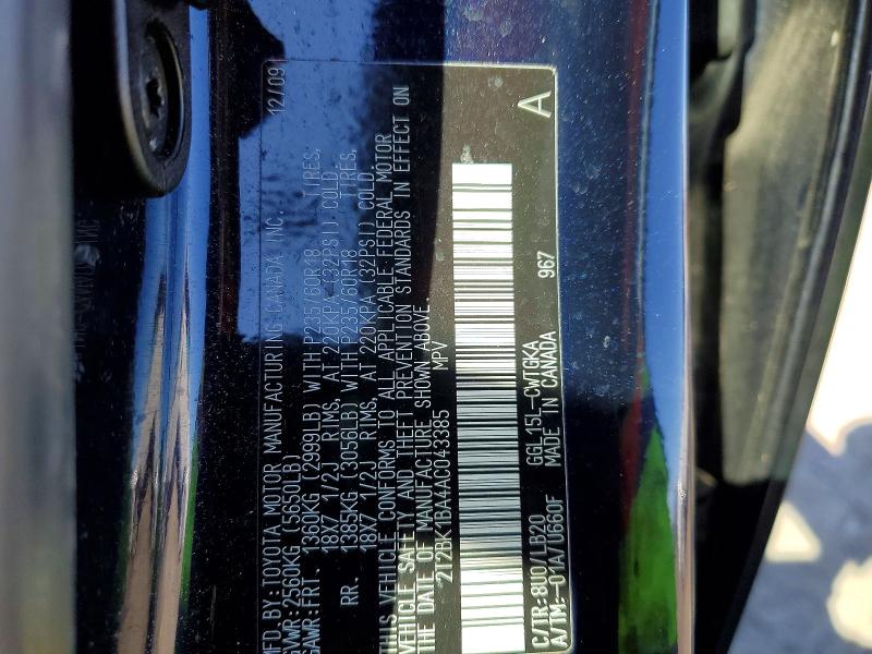 Продажа на аукционе авто 2010 Lexus Rx, vin: 2T2BK1BA4AC043385, номер лота: 76219155