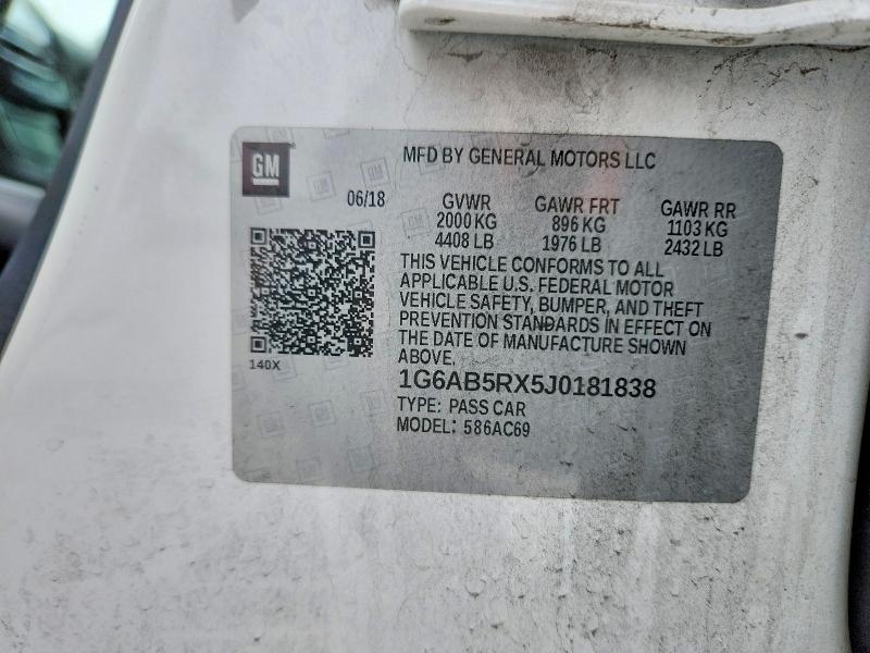 2018 Cadillac Ats მანქანა იყიდება აუქციონზე, vin: 1G6AB5RX5J0181838, აუქციონის ნომერი: 79195195