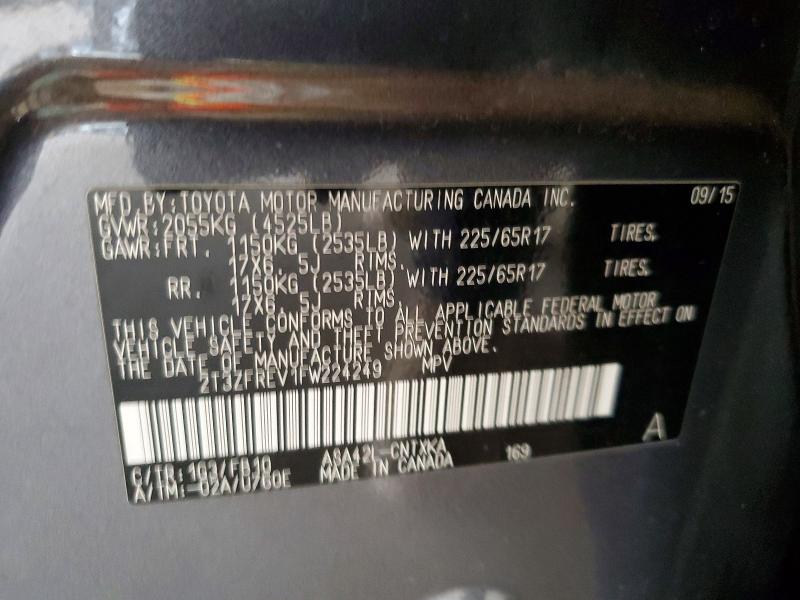 Продаж на аукціоні авто 2015 Toyota Rav4, vin: 2T3ZFREV1FW224249, номер лоту: 78269065
