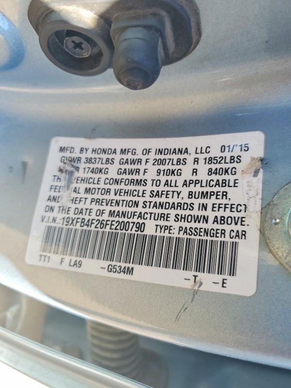 Aukcja sprzedaży 2015 Honda Civic, vin: 19XFB4F26FE200790, numer aukcji: 77618835