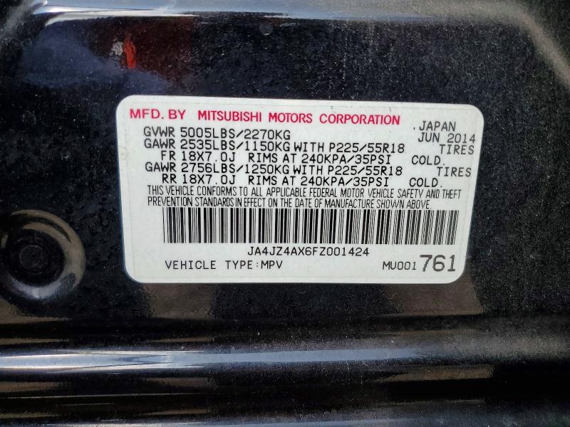 Продаж на аукціоні авто 2015 Mitsubishi Outlander, vin: JA4JZ4AX6FZ001424, номер лоту: 78428485