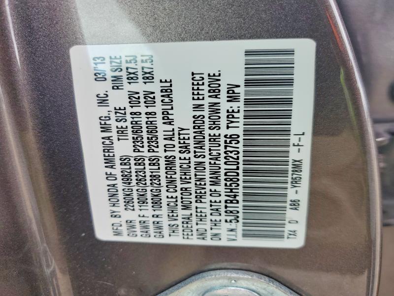 79595695 :رقم المزاد ، 5J8TB4H58DL023756 vin ، 2013 Acura Rdx مزاد بيع