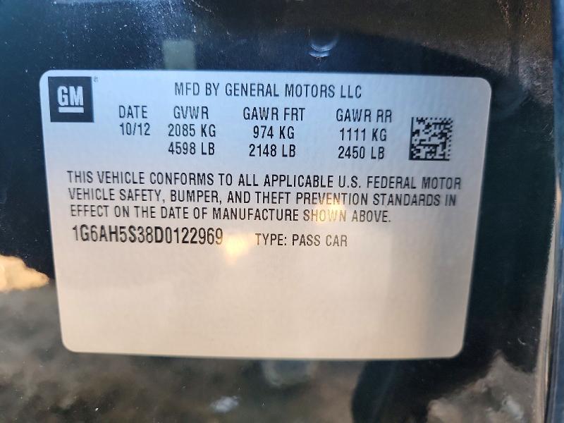 76374565 :رقم المزاد ، 1G6AH5S38D0122969 vin ، 2013 Cadillac Ats مزاد بيع