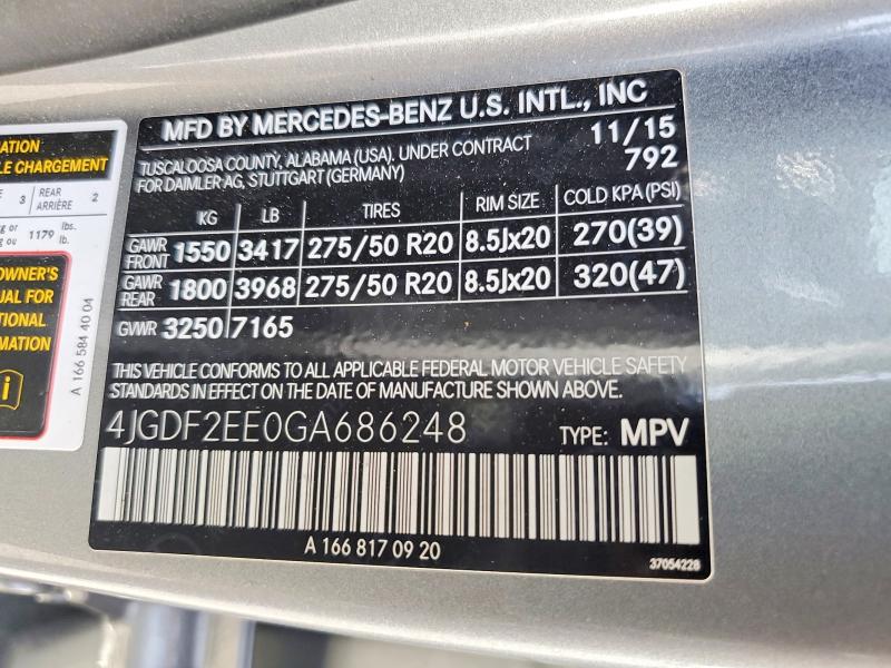 Продажа на аукционе авто 2016 Mercedes-benz Gl, vin: 4JGDF2EE0GA686248, номер лота: 78810595