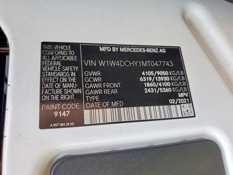 Aukcja sprzedaży 2021 Mercedes-benz Sprinter, vin: W1W4DCHY1MT047743, numer aukcji: 78336295