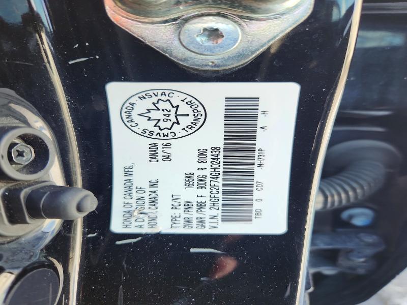 Продажа на аукционе авто 2016 Honda Civic, vin: 2HGFC2F74GH024438, номер лота: 76811315