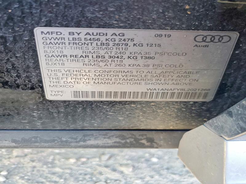 Aukcja sprzedaży 2020 Audi Q5, vin: WA1ANAFY8L2021268, numer aukcji: 78537825