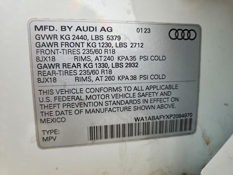 Продаж на аукціоні авто 2023 Audi Q5, vin: WA1ABAFYXP2084970, номер лоту: 78618965