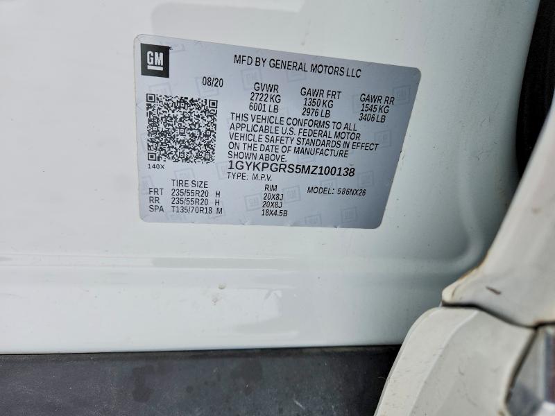 75483245 :رقم المزاد ، 1GYKPGRS5MZ100138 vin ، 2021 Cadillac Xt6 مزاد بيع