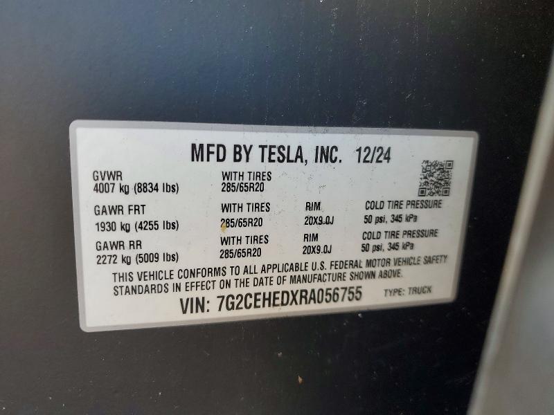 Продажа на аукционе авто 2024 Tesla Cybertruck, vin: 7G2CEHEDXRA056755, номер лота: 76439655