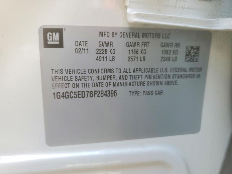 75595255 :رقم المزاد ، 1G4GC5ED7BF284396 vin ، 2011 Buick Lacrosse مزاد بيع