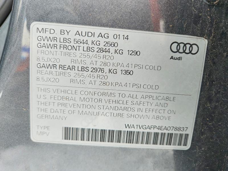 Продаж на аукціоні авто 2014 Audi Sq5, vin: WA1VGAFP4EA078837, номер лоту: 78310185