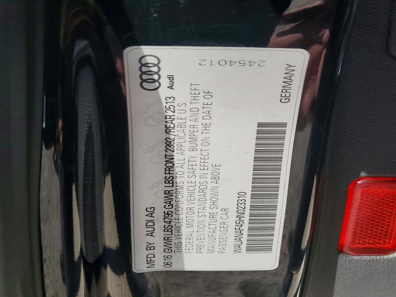 75851935 :رقم المزاد ، WAUANAF45HN023310 vin ، 2017 Audi A4 مزاد بيع