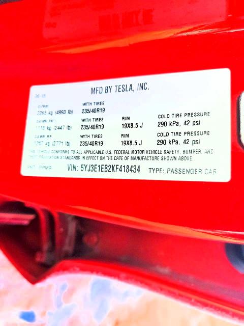 Aukcja sprzedaży 2019 Tesla Model 3, vin: 5YJ3E1EB2KF418434, numer aukcji: 76538755