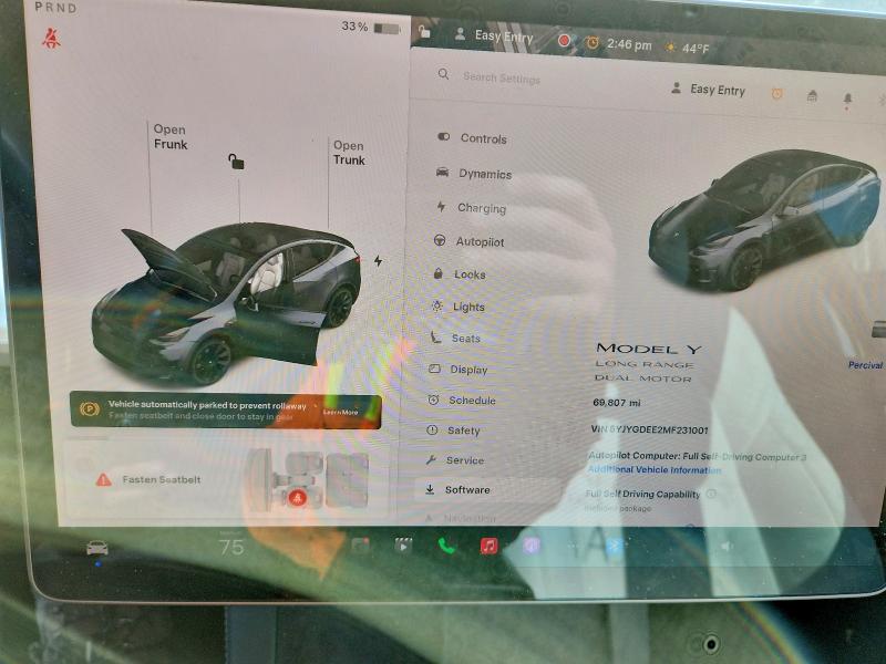 Aukcja sprzedaży 2021 Tesla Model Y, vin: 5YJYGDEE2MF231001, numer aukcji: 75942005