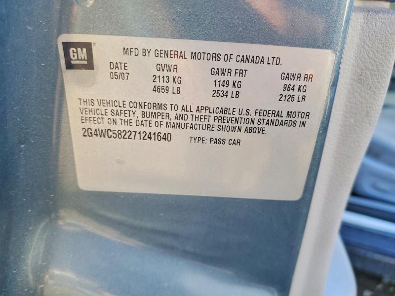Aukcja sprzedaży 2007 Buick Lacrosse, vin: 2G4WC582271241640, numer aukcji: 77100375