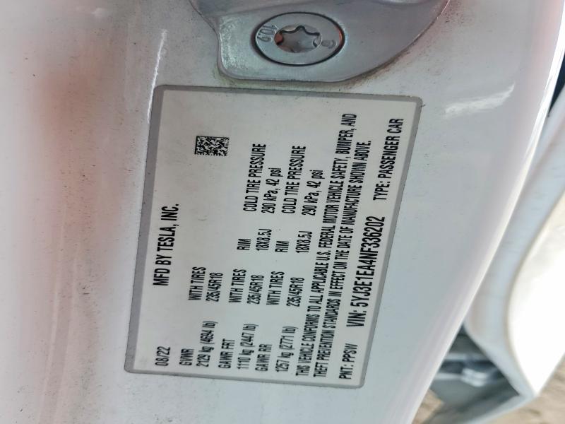 77227785 :رقم المزاد ، 5YJ3E1EA4NF336202 vin ، 2022 Tesla Model 3 مزاد بيع