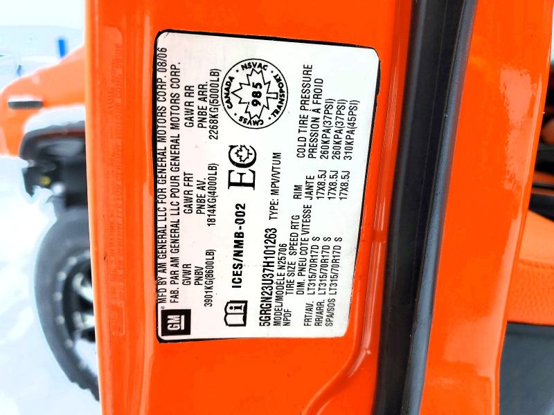 Aukcja sprzedaży 2007 Hummer H2, vin: 5GRGN23U37H101263, numer aukcji: 76719125