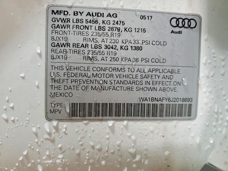 Продажа на аукционе авто 2018 Audi Q5, vin: WA1BNAFY6J2018693, номер лота: 78170865