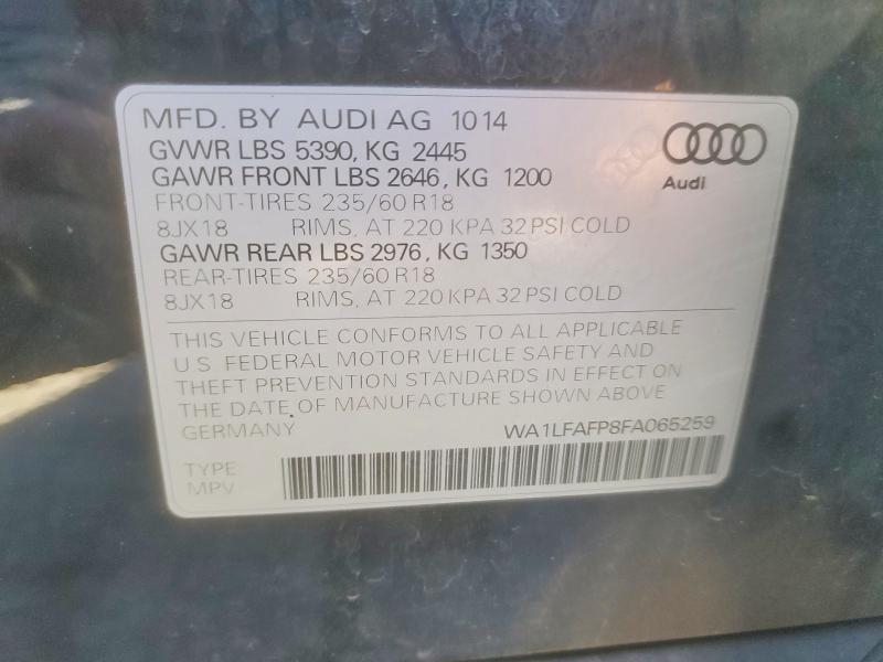 78558015 :رقم المزاد ، WA1LFAFP8FA065259 vin ، 2015 Audi Q5 مزاد بيع