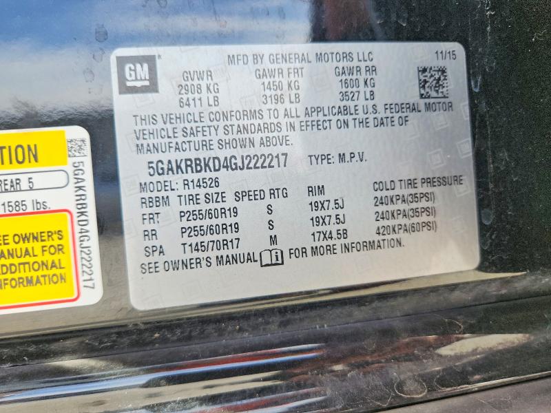 Aukcja sprzedaży 2016 Buick Enclave, vin: 5GAKRBKD4GJ222217, numer aukcji: 76707995